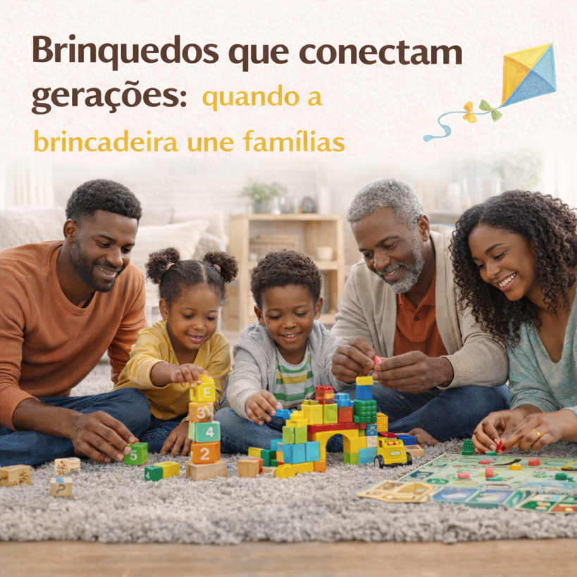 Brinquedos que conectam gerações: quando a brincadeira une famílias.