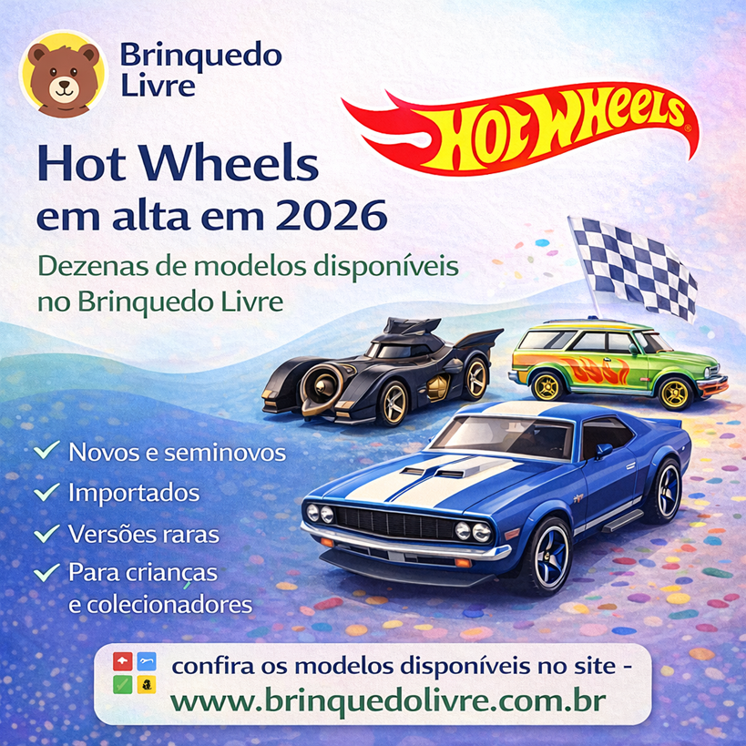 Hot Wheels em alta em 2026: dezenas de modelos disponíveis no Brinquedo Livre
