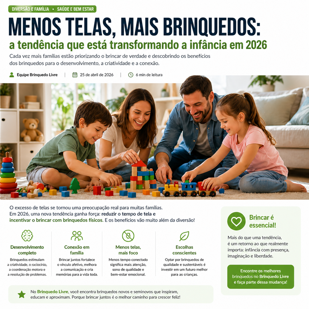 Menos telas, mais brinquedos: a tendência que está transformando a infância em 2026