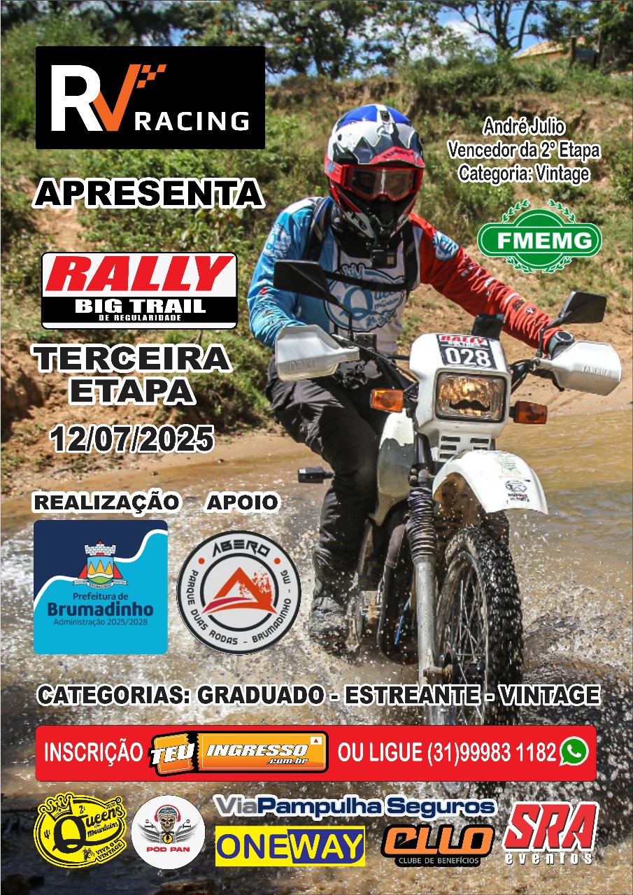 VENHA PARTICIPAR DO 3º RALLY BIG TRAIL DE REGULARIDADE E CURTIR MUITO ESTA SUPER NOVIDADE. VOCÊ E SEUS AMIGOS PARTICIPANDO DE UMA GRANDE AVENTURA IMPERDÍVEL